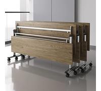 Juego de 3 mesas de reuniones plegables con ruedas con cerradura y modestia, para salas de conferencias, salas de entrenamiento, centros multimedia, aulas (A 180 x 50 x 75 cm)