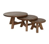 Juego de 3 mesas Home ESPRIT madera de teca 80 x 80 x 43 cm