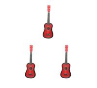 Juego de 3 mini guitarra acústica de madera roja de 23 pulgadas portátil para niños y estudiantes principiantes