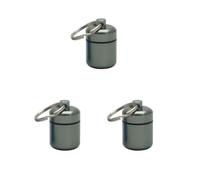 Juego de 3 mini pastilleros de aleación de aluminio, llavero, botella, mochilero, tabletas personales, adultos, niños, ancianos, impermeable, contenedor sellado, color gris