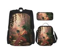 Juego de 3 mochilas 3D con gráficos de computadora de un hada y mariposas voladoras bolsa de libro bolsa de viaje camping trabajo escuela bolsa pluma, color, 5.0cm*10.5cm*20.5cm, Estuche para lápices