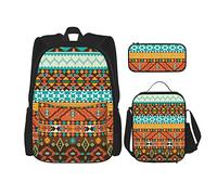 Juego de 3 mochilas Boho Southwestern Native American Navajo Tribal rayas étnicas geométricas zigzags triangular flecha Hipster impresión libro bolsa escuela bolsa lápiz bolsa almuerzo bolsa para ho