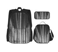 Juego de 3 mochilas con diseño de bosque de abetos brumosos en la mañana, mañana brumosa con fuertes rayos de sol en un bosque de abetos, bolsa de libros, bolsa de trabajo, escuela, estuche de lápic