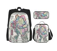 Juego de 3 mochilas con diseño de mapa antiguo del imperio austriaco, bolsa de libros, viaje, camping, trabajo, escuela, estuche de lápices, bolsa de almuerzo, combinación para hombres, mujeres, niñ