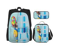Juego de 3 mochilas con diseño de perro bulldog francés en una bañera, divertido cachorro con pato de plástico amarillo y toalla estampada, bolsa de viaje, trabajo, escuela, estuche, bolsa de almuer