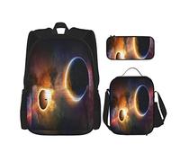 Juego de 3 mochilas con diseño de planeta en la Vía Láctea, nebulosa oscura, nube de gas, celestial, eclipse solar, galaxia, bolsa de libros, bolsa de viaje, trabajo, escuela, estuche, bolsa de almu