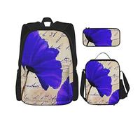 Juego de 3 mochilas de amapolas azules, amapolas de California, flores rojas, naturaleza floral, bolsa de libros, viaje, camping, trabajo, escuela, bolsa de lápices, bolsa de almuerzo, combinación p