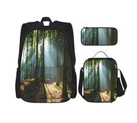Juego de 3 mochilas de bosque, mañana, neblina, ciudad, parque, ecología, senderismo, viaje, destino, paisaje, bolsa de libro de fotos, viaje, trabajo, mochila escolar, estuche de lápices, bolsa de