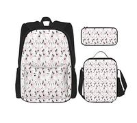 Juego de 3 mochilas de dibujos animados para niñas hermosas haciendo ballet en tutús con corazones, bolsa de libros de arte, viaje, camping, trabajo, escuela, bolsa de lápices, bolsa de almuerzo, co