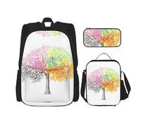 Juego de 3 mochilas impermeables ligeras góticas con bolsa de almuerzo, estuche para lápices para oficina, escuela, viajes, Four Seasons Spring Tree, Talla única