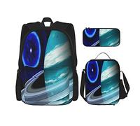 Juego de 3 mochilas para el espacio exterior, planeta tierra, satélite, bolsa de libros, viaje, camping, trabajo, escuela, estuche de lápices, bolsa de almuerzo, combinación para hombres, mujeres, n