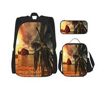 Juego de 3 mochilas para la playa, la Habana, la orilla del mar, con estampado soleado, para viajes, camping, trabajo, escuela, estuche de lápices, bolsa de almuerzo, combinación para hombres, mujer
