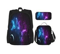 Juego de 3 mochilas Starry Sky Galaxy Cosmos, bolsa de libros, viaje, camping, trabajo, escuela, bolsa de lápices, bolsa de almuerzo, combinación para hombres, mujeres, niños, niñas, talla única