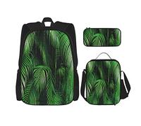 Juego de 3 mochilas tropicales exóticas palmeras hojas ramas botánica selva jardín naturaleza libro bolsa viaje trabajo escuela bolsa lápiz bolsa almuerzo bolsa combinación para hombres mujeres niño
