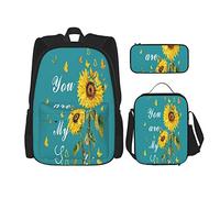Juego de 3 mochilas You are My Sunshine girasol y mariposa verde azulado bolsa libro bolsa viaje camping trabajo escuela bolsa pluma, color, 5.0cm*10.5cm*20.5cm, Estuche para lápices