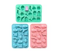 Juego de 3 moldes de silicona antiadherente para Halloween | Moldes de fondant de Halloween para manualidades, pastelería, hogar, cocina, fiesta, aula y escuela