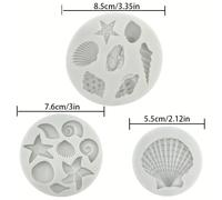 Juego de 3 moldes de silicona con temática : concha, y coral para hacer arcilla , jabón artesanal y velas