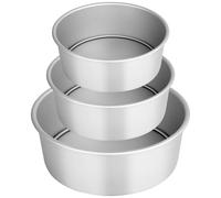 Juego de 3 moldes redondos de 13,18 cm (13,18,23 cm). Moldes antiadherentes de aleación de aluminio reforzado con base extraíble, ideales para una distribución uniforme del calor, superficie