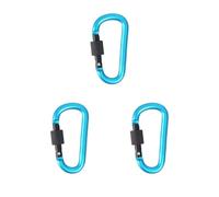 Juego de 3 mosquetones de aleación de aluminio con hebilla de tuerca grande en D de alta resistencia, para camping, senderismo, anillo en D, color azul claro