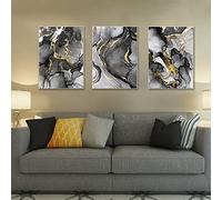 Juego de 3 murales islámicos decorativos para pared, abstracción dorada, caligrafía árabe, póster de pintura de lienzo, citas islámicas de Allah,sin marco (30 x 40 cm)