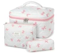 Juego de 3 neceseres, neceser para mujer con estampado de flores, bolsa de aseo acolchada, bolsa de maquillaje portátil para viajes y uso diario, bolsa de maquillaje para mujeres y niñas (mariposa
