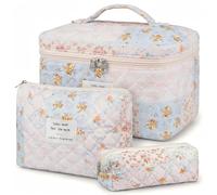 Juego de 3 neceseres, neceser para mujer con estampado de flores, bolsa de aseo acolchada, bolsa de maquillaje portátil para viajes y uso diario, bolsa de maquillaje para mujeres y niñas (abejas