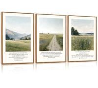 Juego de 3 obras de arte cristiano para pared, sin marco, paisaje rústico, decoración de pared, versículo bíblico de naturaleza religiosa, pintura de pared de campo botánico, impresiones artísticas