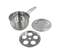 Juego de 3 ollas de vapor de doble capa de acero inoxidable con estante para huevos para cocinar en estufas, compatible con cocinas halógenas de gas de inducción, pulido con espejo, grado 304