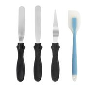 Juego de 3 Paletas: Espátula Escalonada de Acero Inoxidable, de Glaseado y de Silicona Azul para Decorar y Hornear Tartas