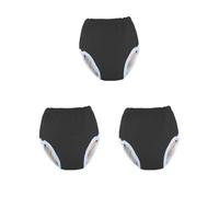 Juego de 3 pañales de tela reutilizables para adultos, pantalones de incontinencia rápidos a prueba de color negro
