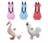 Juego de 3 pañales reutilizables de pollo - Pañales impermeables lavables con pajaritas para gallinas de bantam, patos, gansos y sedosos, accesorios para pájaros (3 piezas, lunares, mediano)