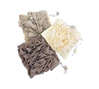 Juego de 3 paños de lufa 2 en 1, soporte de jabón de malla exfoliante, bola de ducha para lavado corporal y piel suave + paño de lufa gratis (gris, café y blanco)