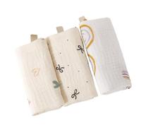 Juego de 3 paños gruesos de 4 capas cuadradas para piel sensible, recién nacidos, pañuelo para la hora del baño, toalla de saliva de bebé de cuatro capas