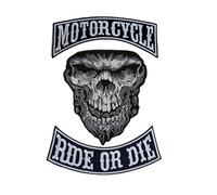 Juego de 3 parches bordados termoadhesivos para planchar o coser: "Set Big Patch" | Patch Biker | Sticker motero | Para decorar chalecos, vaqueros, camisetas, chalecos moto y bricolaje