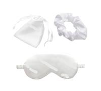 Juego de 3 parches de seda de imitación para dormir, máscara de ojos para viajes, relajación, sombra de ojos para la salud y dormir suave (blanco)