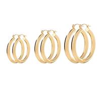 Juego de 3 pares de aretes de aro grandes y gruesos para mujer, hipoalergénicos, chapados en oro de 14 quilates, aretes trenzados, joyería para regalos de Navidad, Latón, Sin piedra preciosa