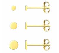 Juego de 3 pares de aretes de cobre pequeños, minimalistas, delicados, para mujeres y hombres, joyería diaria, 3*4*5 mm, Cobre, Sin piedra preciosa