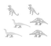 Juego de 3 pares de aretes de dinosaurio dorados y plateados con formas surtidas, joyería sorpresa para novia y niño