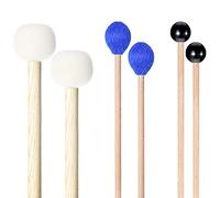 Juego de 3 pares de mazos de marimba con cabeza de hilo duro azul, mazos de campana de goma negra, mazos de timpani, mazos de fieltro con mango de madera para instrumento de percusión