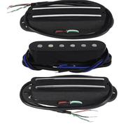 Juego de 3 pastillas Alnico 5 de doble riel y bobina simple, color negro, for guitarra eléctrica SSS.