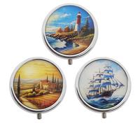 Juego de 3 pastilleros (paisaje, faro, barco)