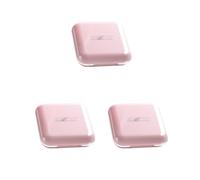 Juego de 3 pastilleros portátiles para medicamentos, vitaminas, 4 rejillas, 8 x 8 x 2,4 cm, color rosa