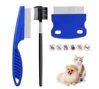 Juego de 3 peines antipulgas para gatos, peines antipulgas para perros para matar pulgas y huevos, peines para piojos de acero inoxidable para perros y gatos, peine para eliminar manchas de desgarros