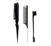 Juego de 3 peines para peinar el cabello, cepillo para peinar el borde trasero para el borde de la espalda, peinar, rebanar, negro para hombre y barba