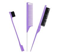 Juego de 3 peines para peinar el cabello, herramientas de preparación para el cabello, cepillo de acero inoxidable, peine de cola de rata, control de bordes, cepillo de pelo para cepillado de espalda,