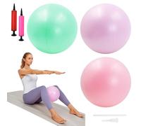 Juego de 3 Pelota de Pilates 25cm, Antideslizante Pelota Pilates Pequeña con Bomba de Aire, Ligero Bola Pilate para Yoga Fitness Entrenamiento en Casa Equilibrio y Recuperación (Lila, Rosa, Verde)