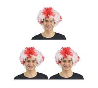 Juego de 3 pelucas de payaso rizadas para Navidad, pelo sintético para fanáticos del fútbol, fiestas, multicolor, disfraz divertido de Inglaterra