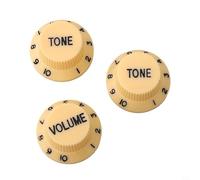 Juego de 3 perillas de control de guitarra estilo Strat: 1 volumen + 2 perillas de tono para Fender ST, SQ y guitarras eléctricas compatibles (E)