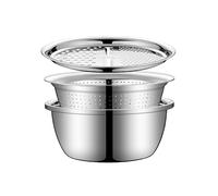 Juego de 3 picadoras de verduras de acero inoxidable, rallador multifunción con canasta escurridor, colador de cocina para lavar y cortar verduras, kit de herramientas (26 cm)