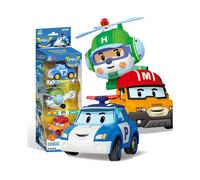 (Juego de 3 piezas A) Figura de acción de anime Robocar Poli transformable, modelo de coche Amber Roy